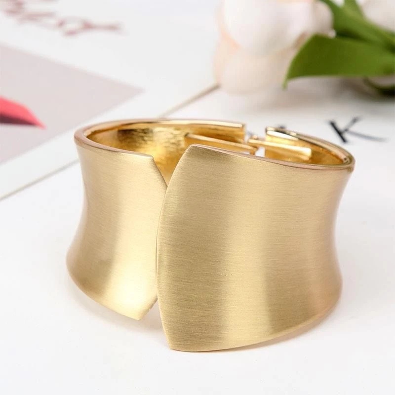 锌合金手镯 欧美时尚夸张宽手镯女不规则开口手环百搭气质手饰品