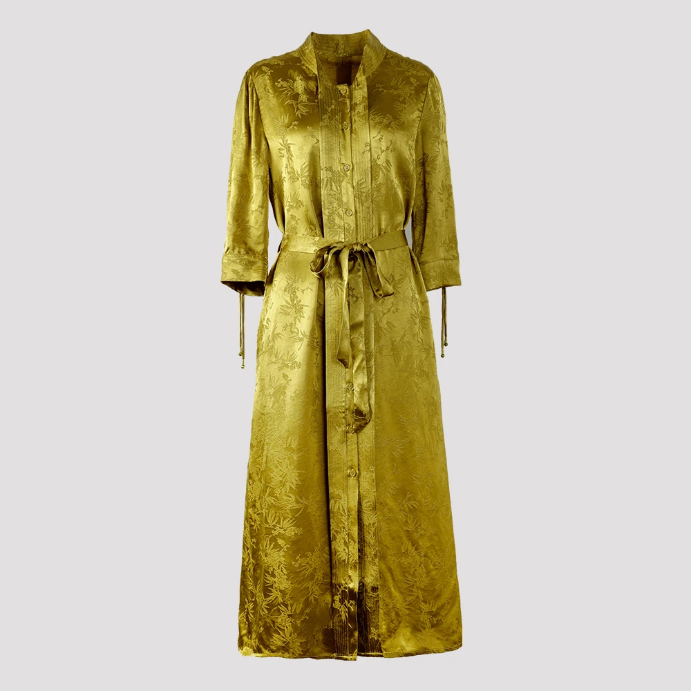 新款立领压线显瘦气质连衣裙31158