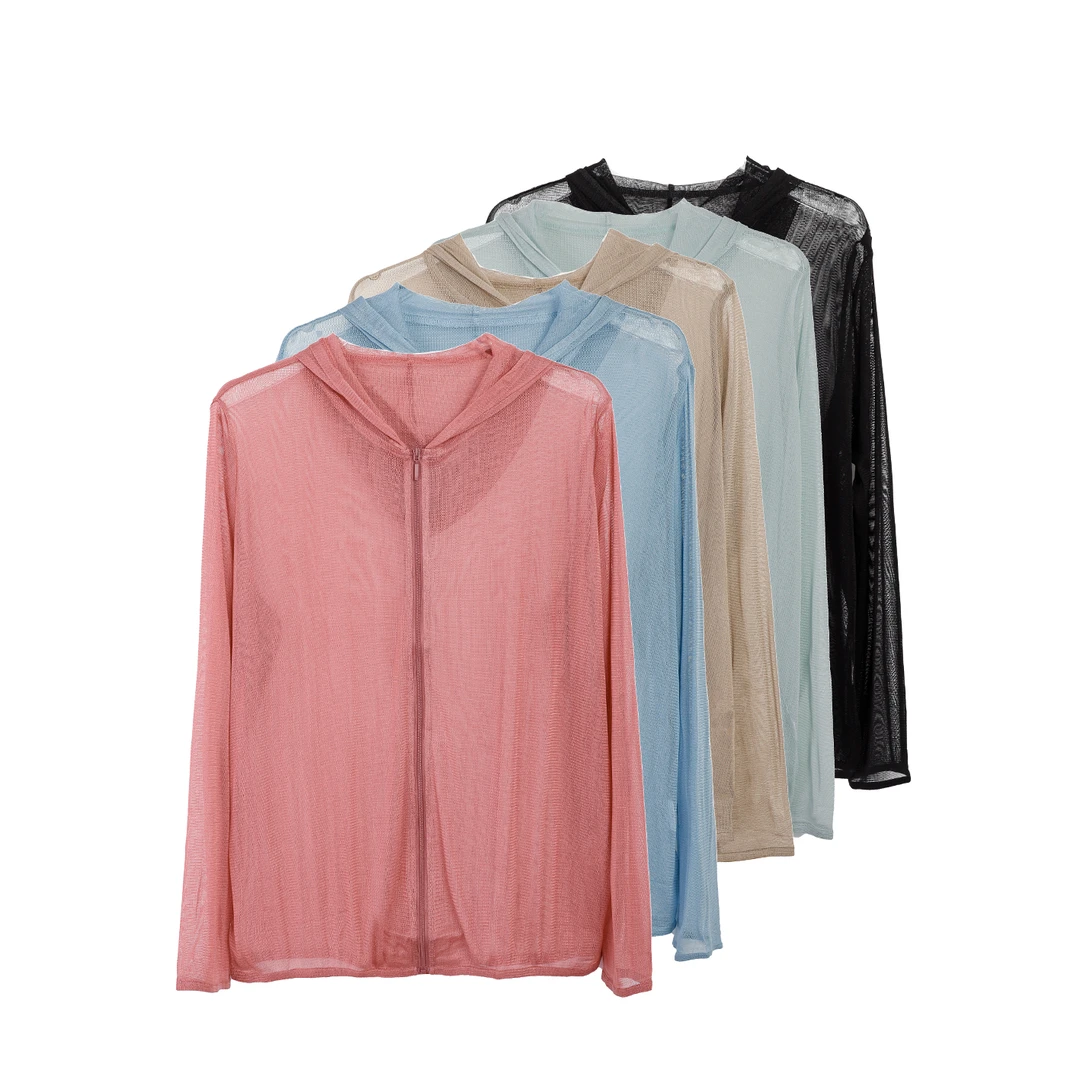 品牌新款桑蚕丝纯色连帽针织开衫41308