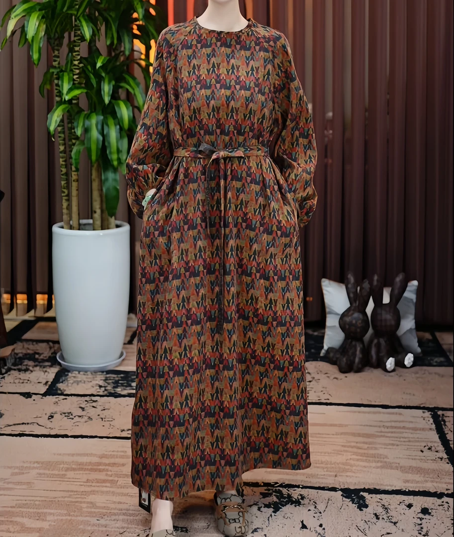 【禧禧家定制】采薇香云纱连衣裙J24343