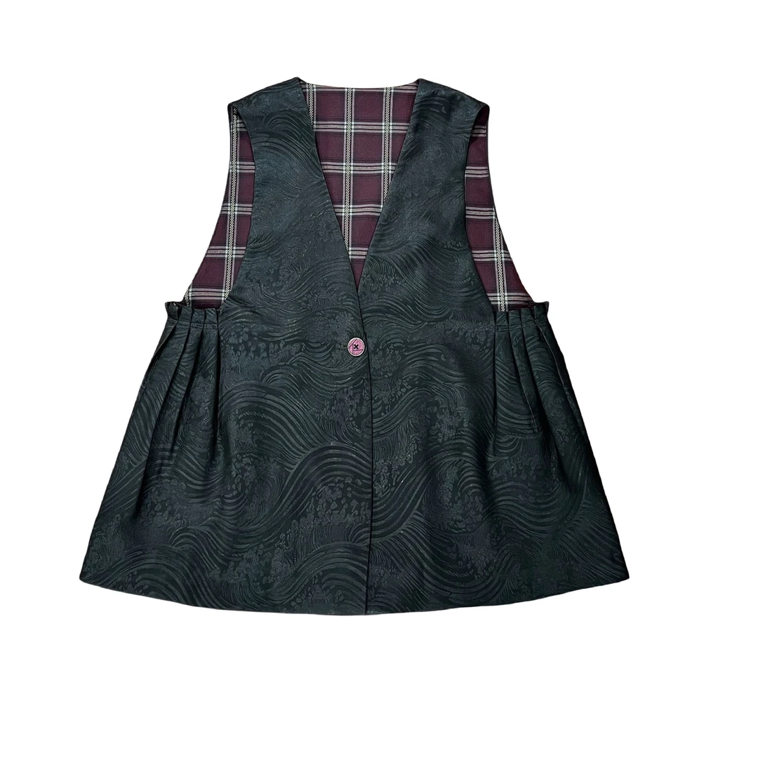 【禧禧家定制】万水千山格香云纱马甲J24447