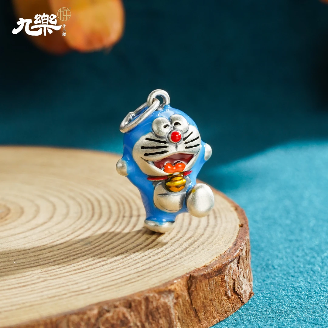 吊坠足银 九乐滴胶快乐奔跑蓝猫猫吊坠创意迷你可爱生日礼物饰品