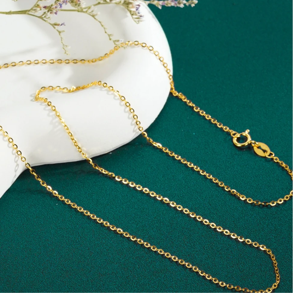 九乐 链子925银 金色闪欧链时尚饰品项链送女友轻奢礼物O字链