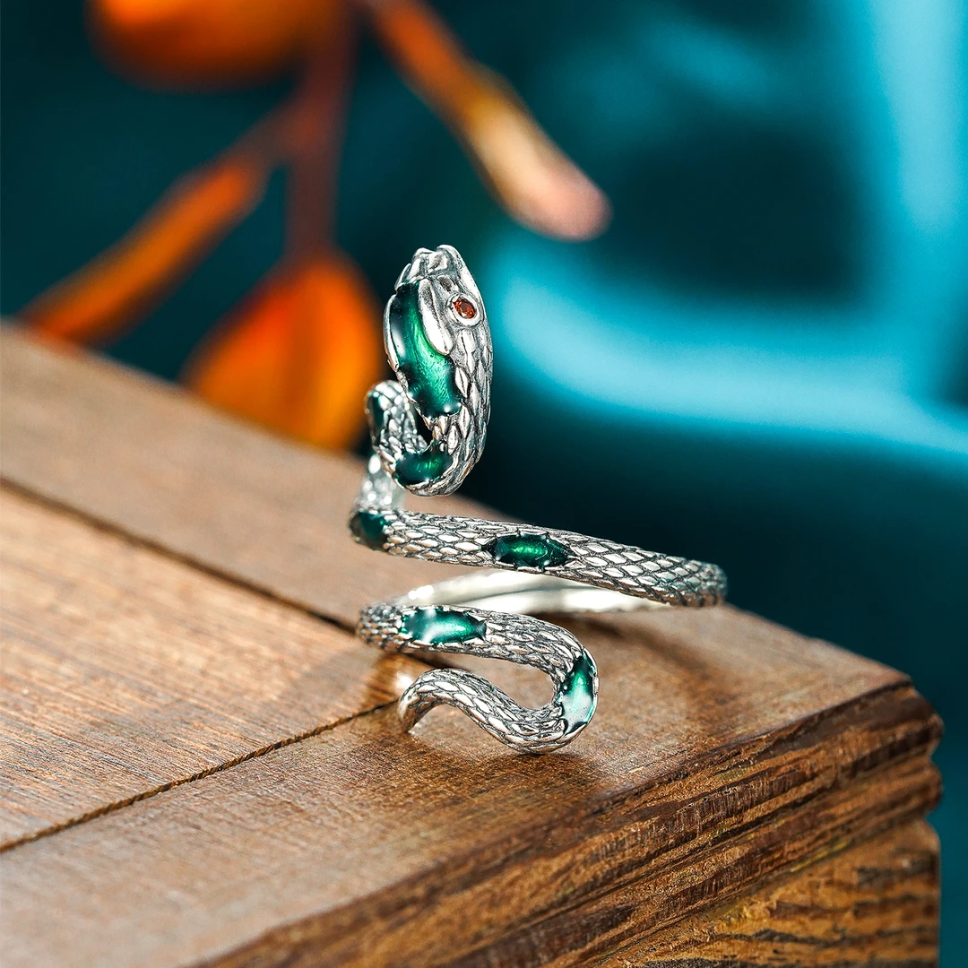 925银戒指 九乐 925银戒指 小众时尚缠绕蛇戒轻奢个性欧美设计师