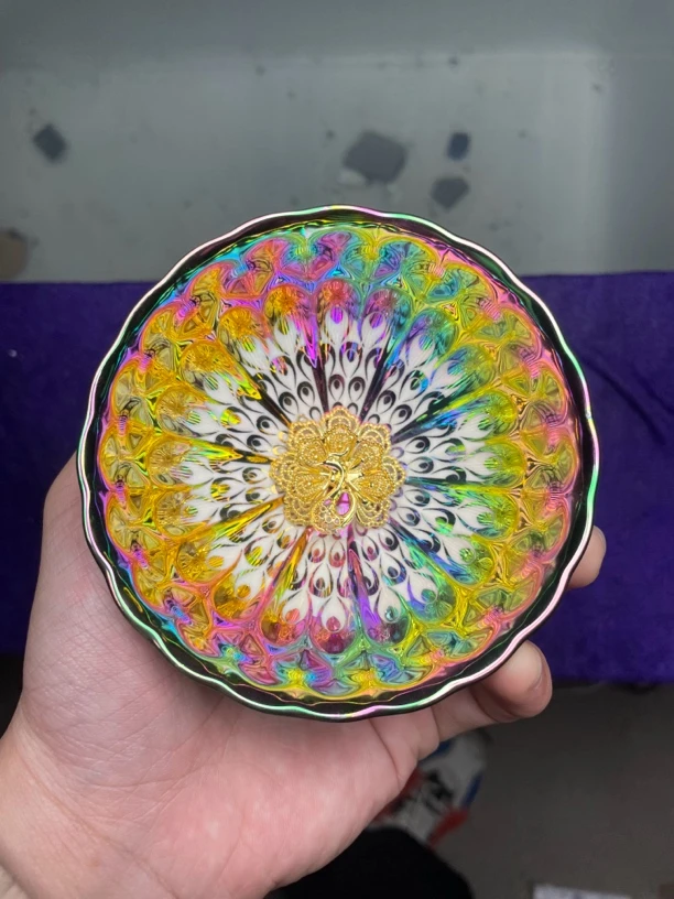 （三绝）梦幻七彩金凤凰茶杯主人杯陶瓷.传统手工制作.匠心传承