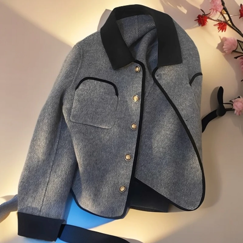 法式名媛风气质高级感双面呢西装外套女秋冬设计感单排扣夹克上衣