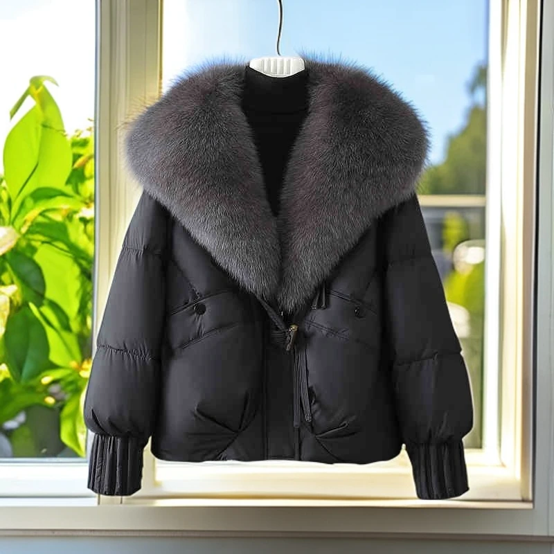 高级感超好看棉服女2025冬季新款保暖加厚可卸毛领宽松面包服外套