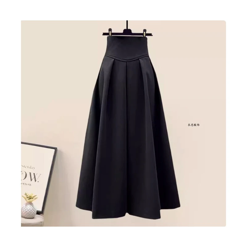 高级感百褶半身裙女春季新款高腰垂感a字大摆伞裙百搭中长款裙子