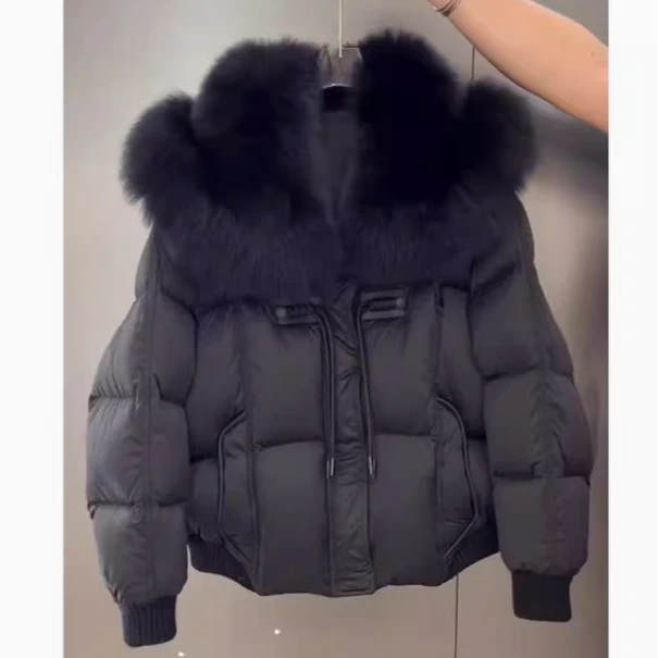 2025年新款欧货高级感超好看今年流行米灰色毛领短款加厚棉服外套