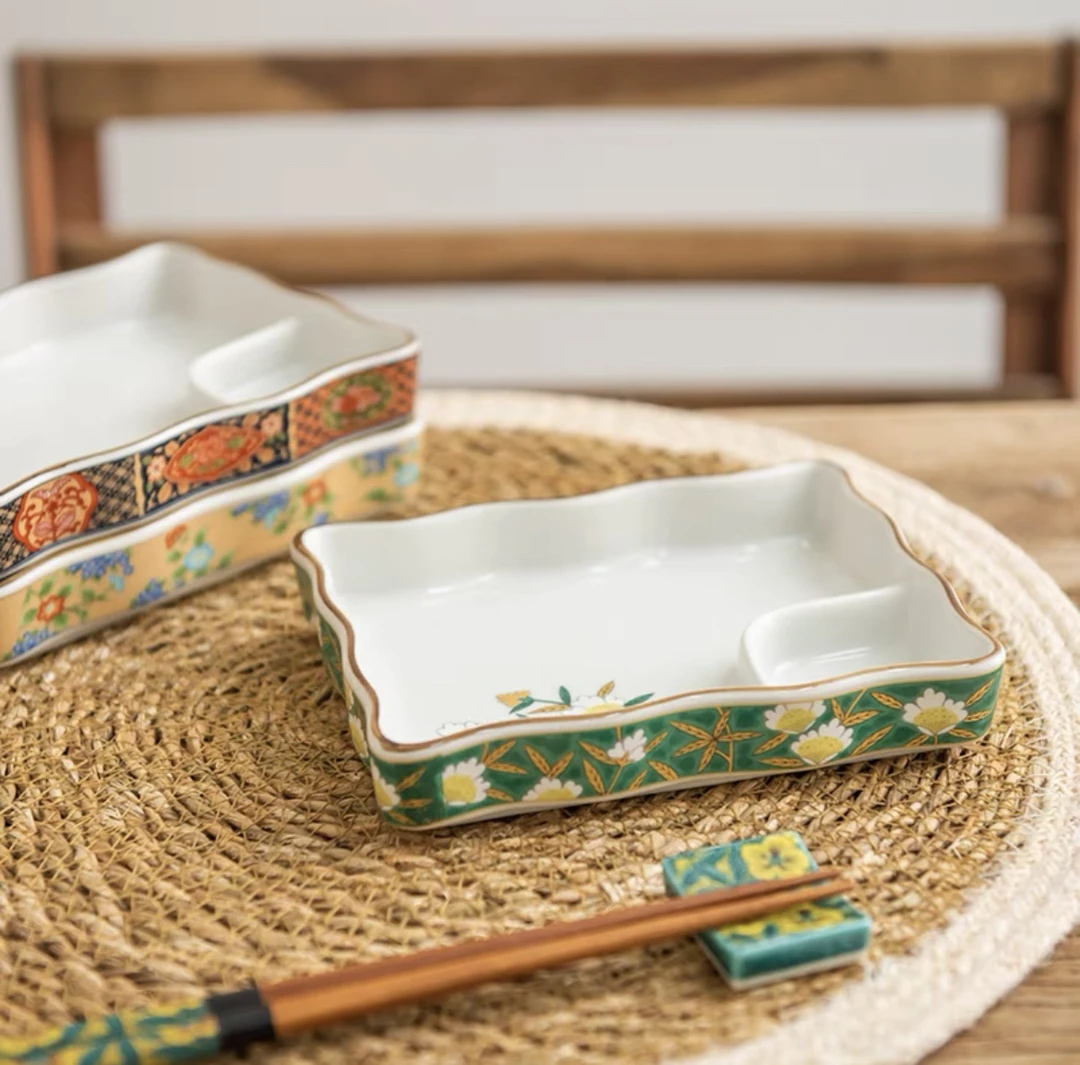 日本进口吾山碗分格餐盘饺子蘸酱碟