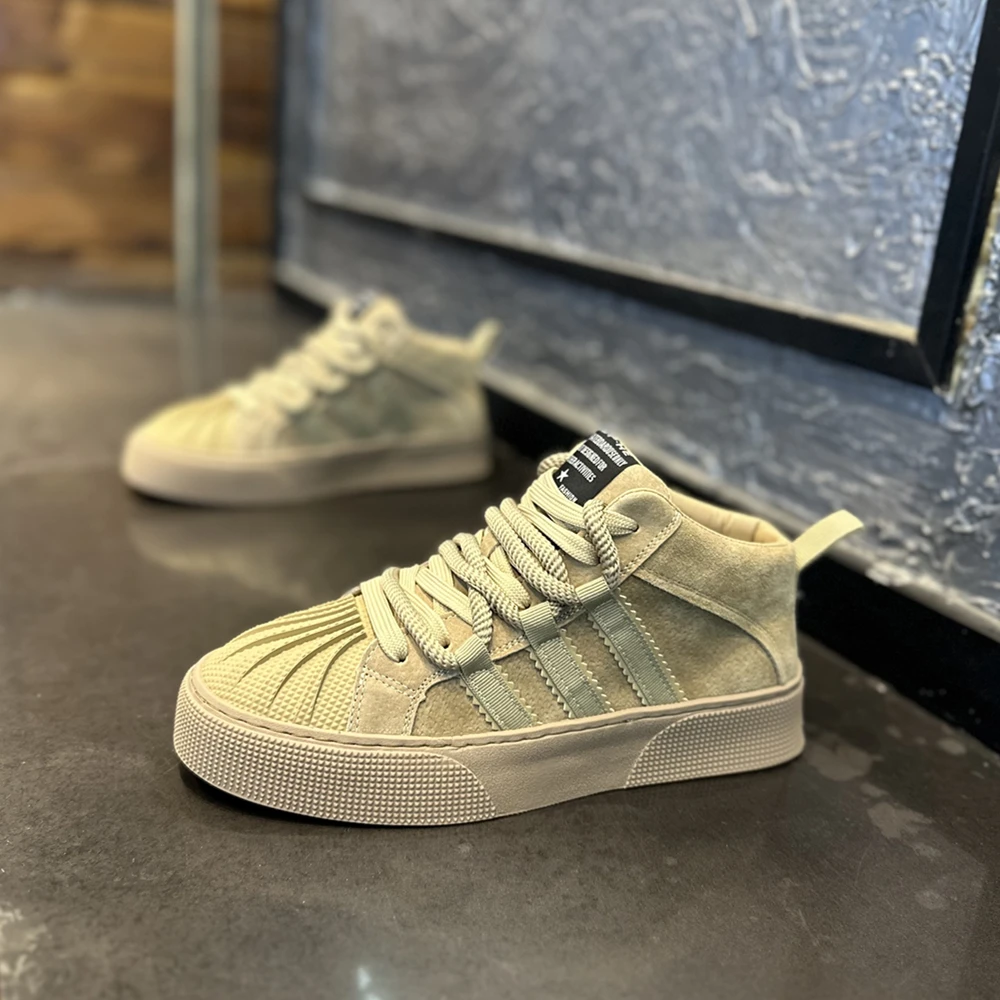 【小扬哥 推荐】男鞋秋季新款2023爆款高帮网红翻毛皮贝壳头运动鞋