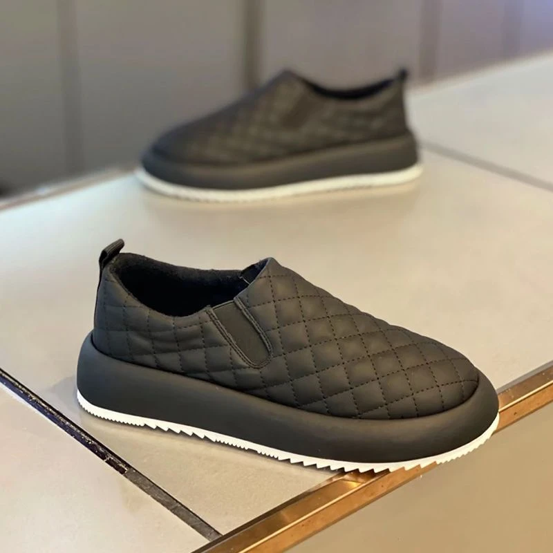 男士一脚蹬秋冬季百搭2023防滑厚底耐磨皮面豆豆鞋时尚懒人面包鞋