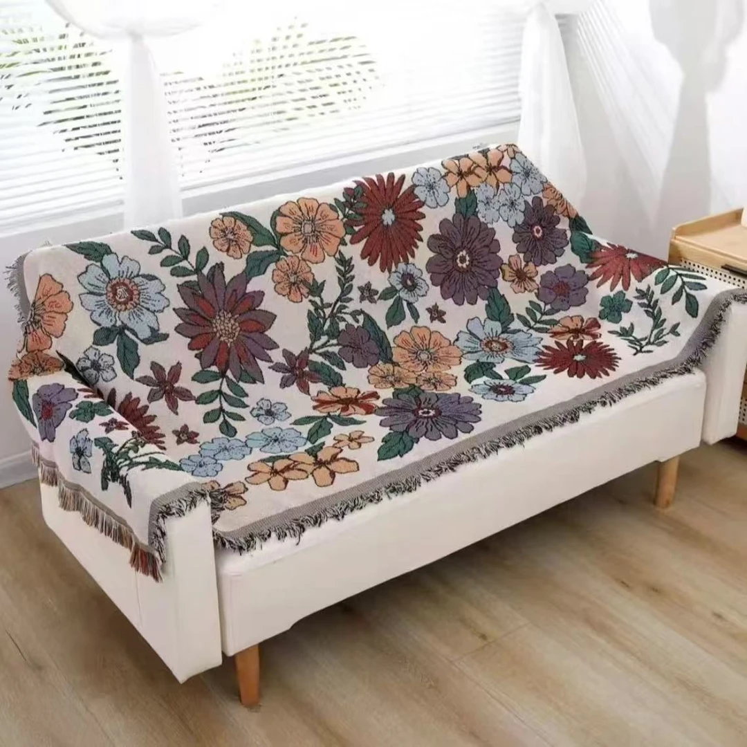 【MS】纯棉纱布盖毯沙发巾--百花绽放（90*90+90*180）