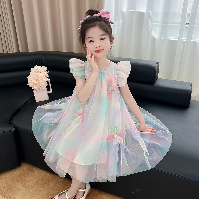 女童连衣裙夏季洋气儿童裙子无袖童装女孩礼服公主裙夏款女宝纱裙