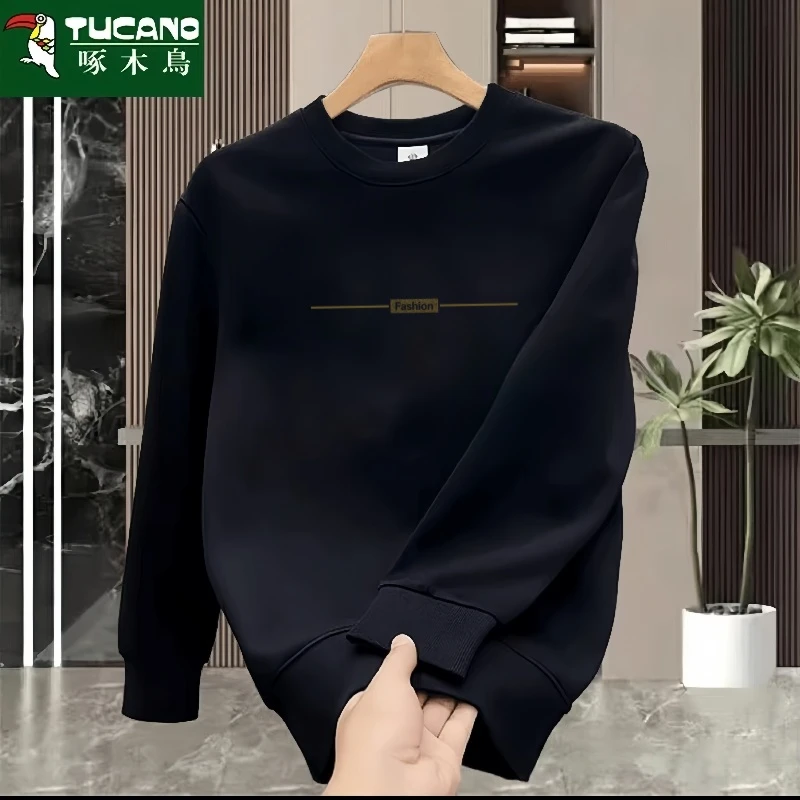 啄木鸟秋冬新款卫衣男宽松休闲圆领长袖套头青年百搭打底内搭上衣