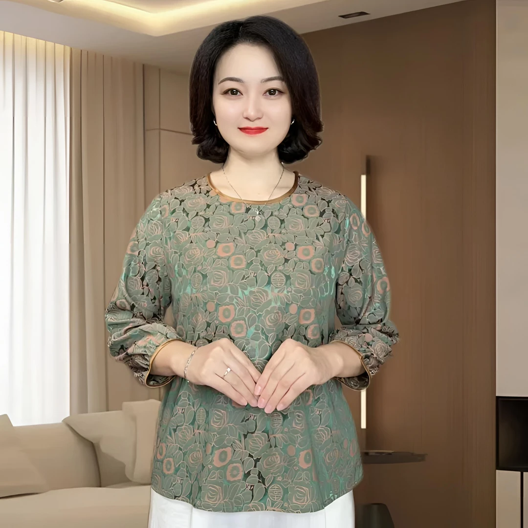 （063）时尚宽松洋气中长袖女士衬衫