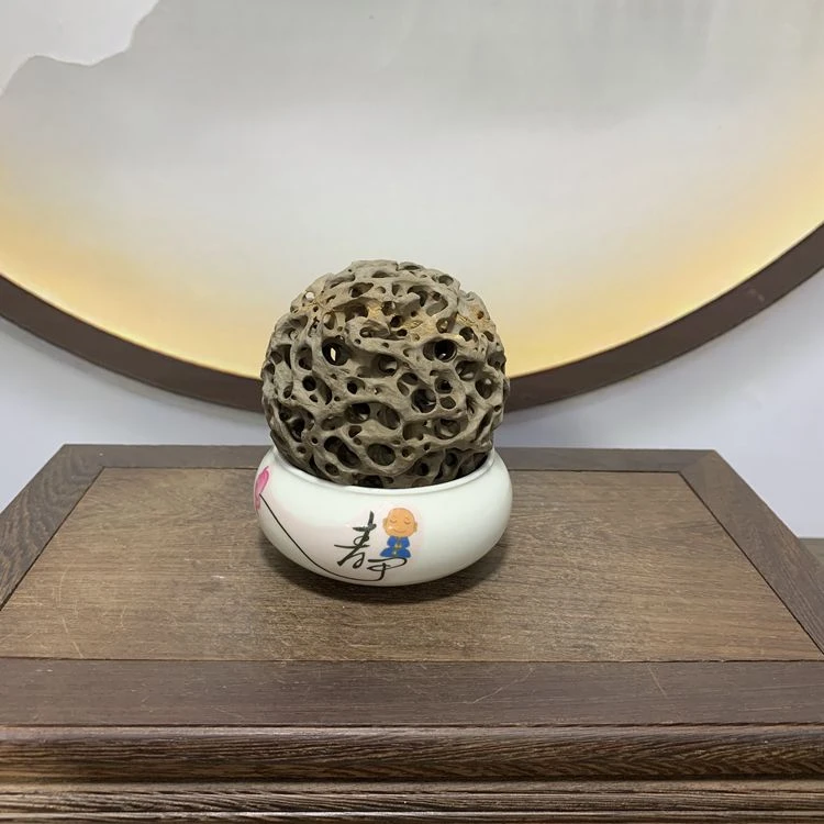 太湖石玲珑球香炉石龙珠家居摆件装饰装修禅意天然茶室精美新中式