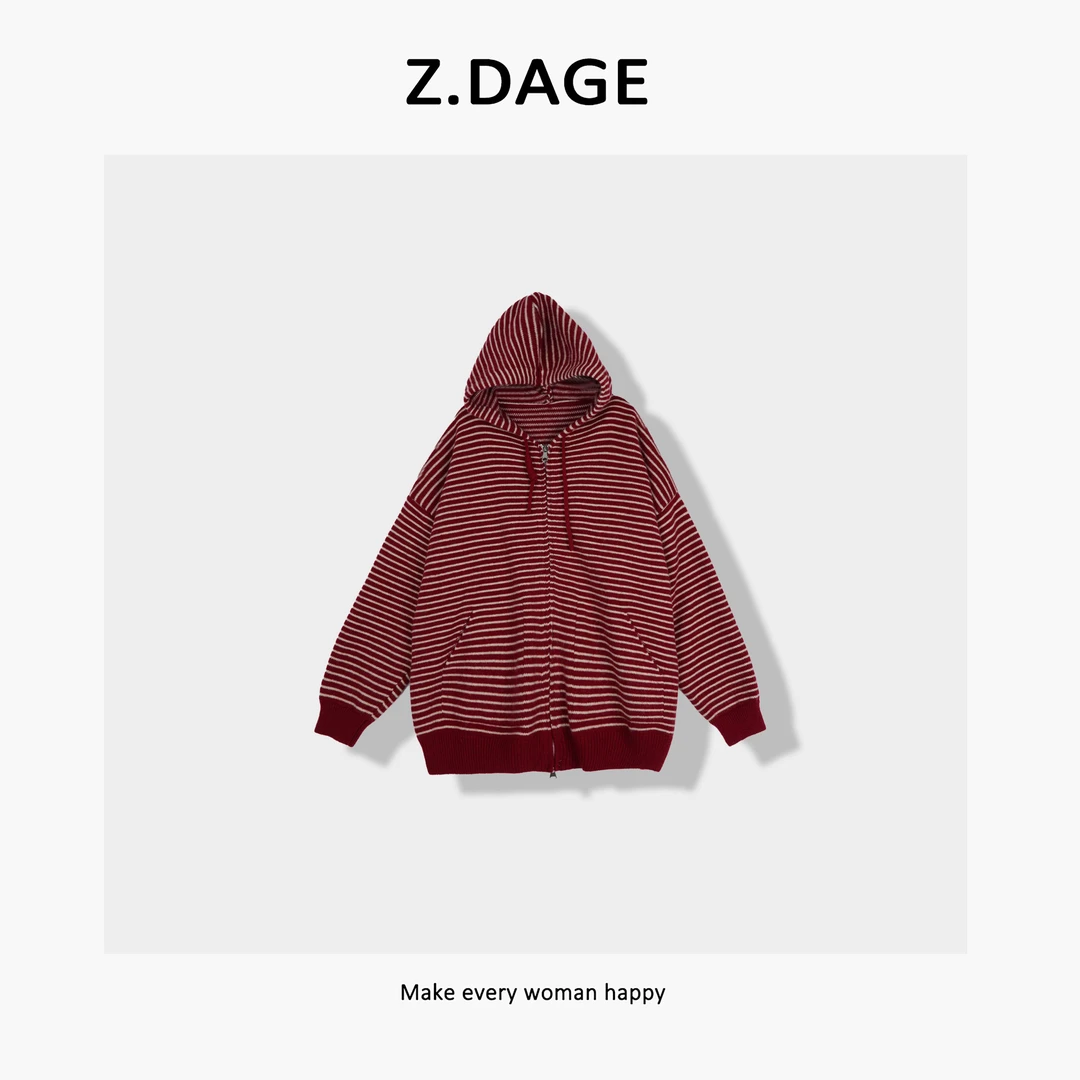 z.dage-‘爱丁堡调色’时尚极简韩系街头慵懒感条纹外套-W6836