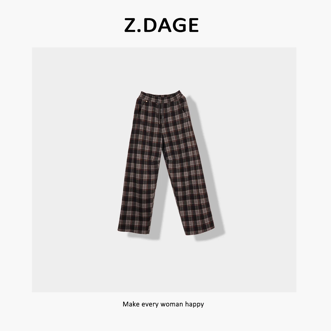 z.dage-‘曲调感’时尚休闲百搭秋冬加绒经典格子休闲裤-28147