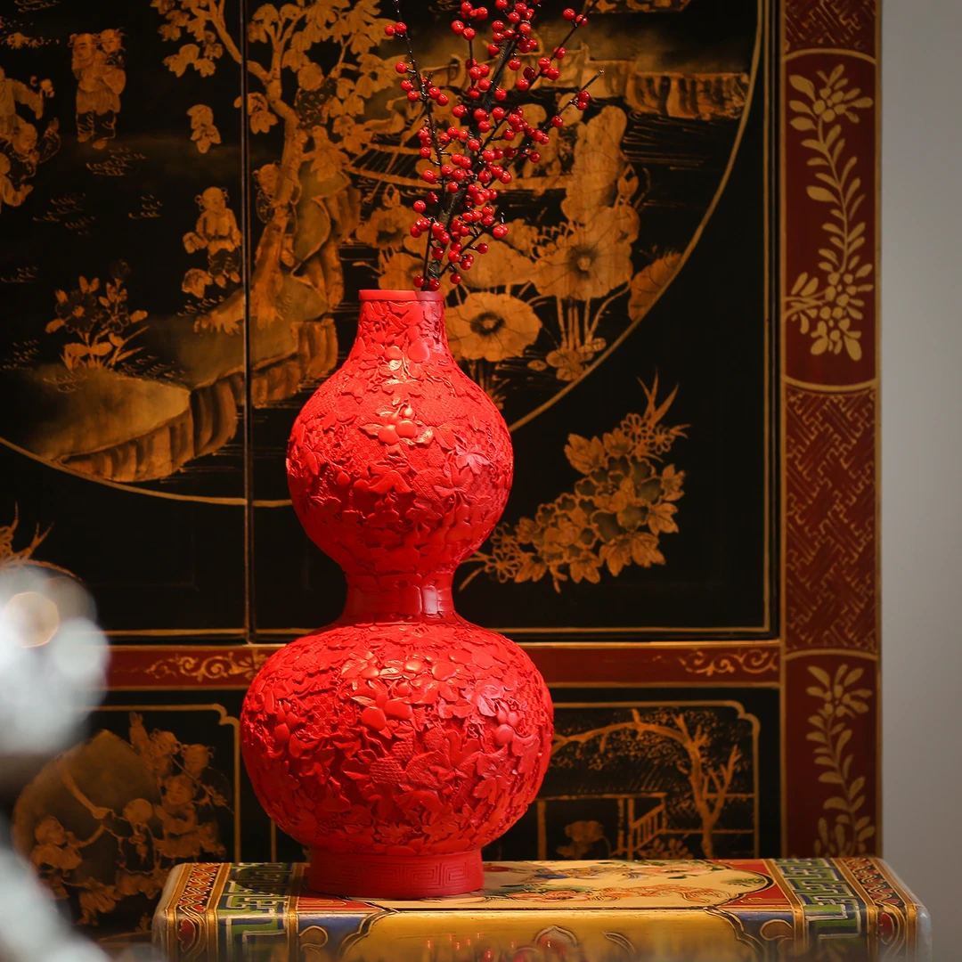【本尼家】TH07非遗好物剔红复刻葫芦瓶艺术装饰客厅桌面玄关摆件