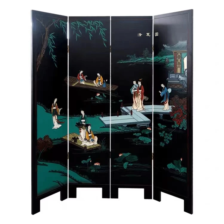 【BENNY本尼家】非遗扬州漆器中式刻漆屏风客厅隔断折叠办公室屏风