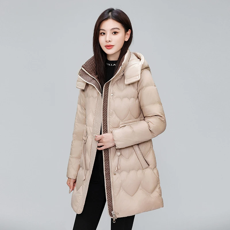 2025年冬季新款保暖加厚羽绒服显瘦韩版女士时尚百搭中长款羽绒服