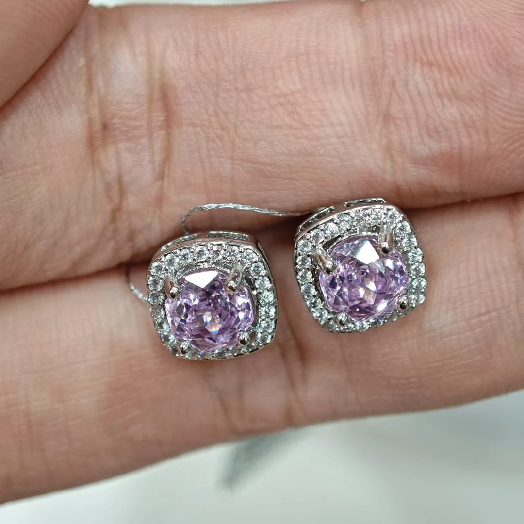 Q斯里兰卡祖粉色蓝宝石矿区高定祖粉色蓝宝石豪镶耳饰时尚3172848