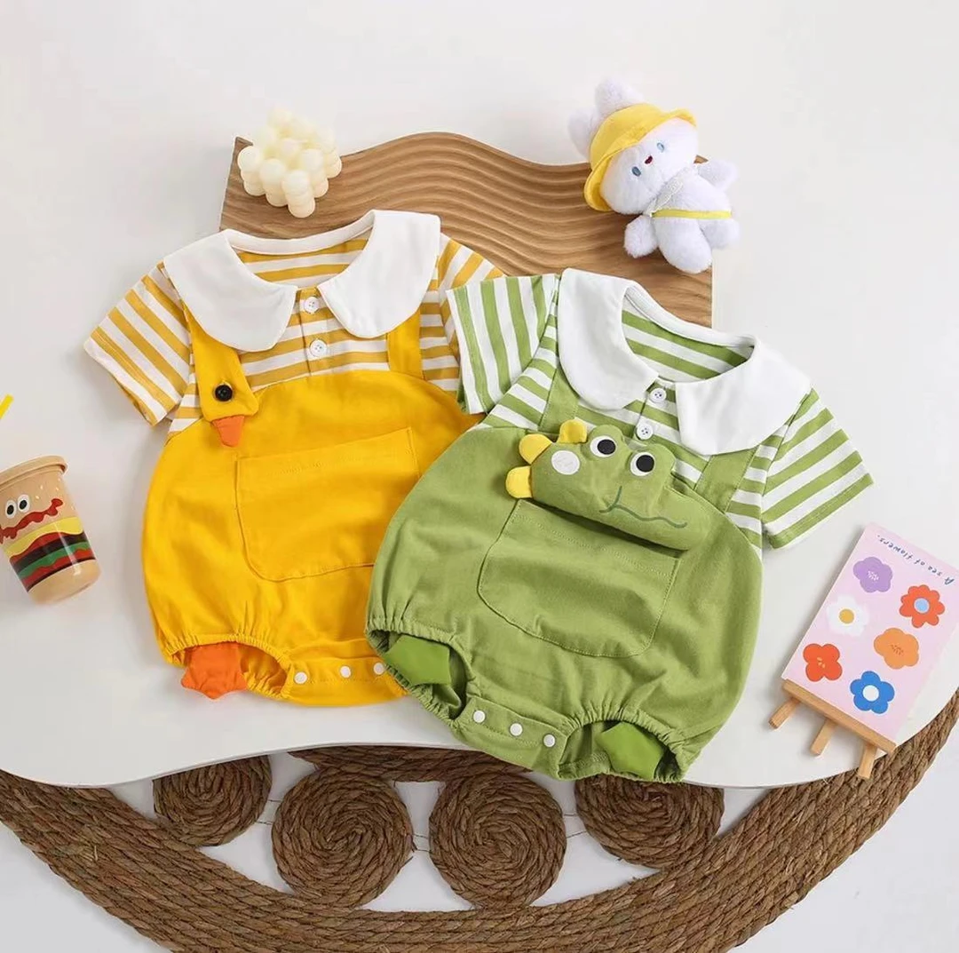 婴儿包屁衣夏装哈衣宝宝外出连体衣夏季卡通满月幼儿洋气夏天爬服
