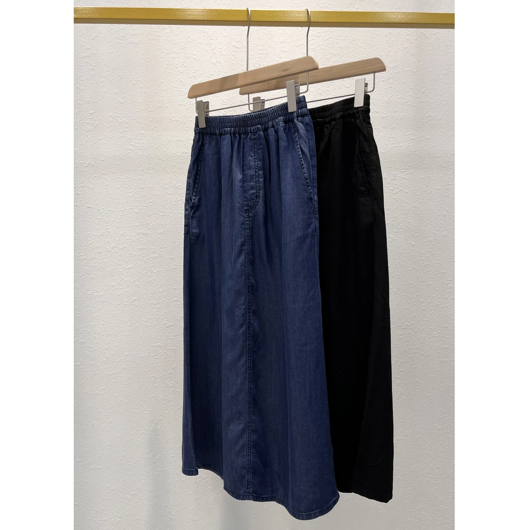 鈤单松紧抽绳高腰A字牛仔半身裙女 GM1789