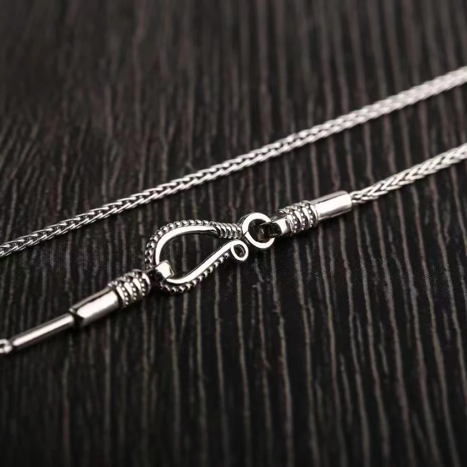 鸿聚隆 链子925银 NO034针式链麦穗链手工时尚百搭复古简约个性