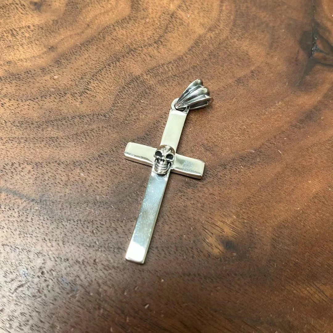 吊坠925银 D260骷髅十字吊坠百搭复古简约精致时尚精美个性
