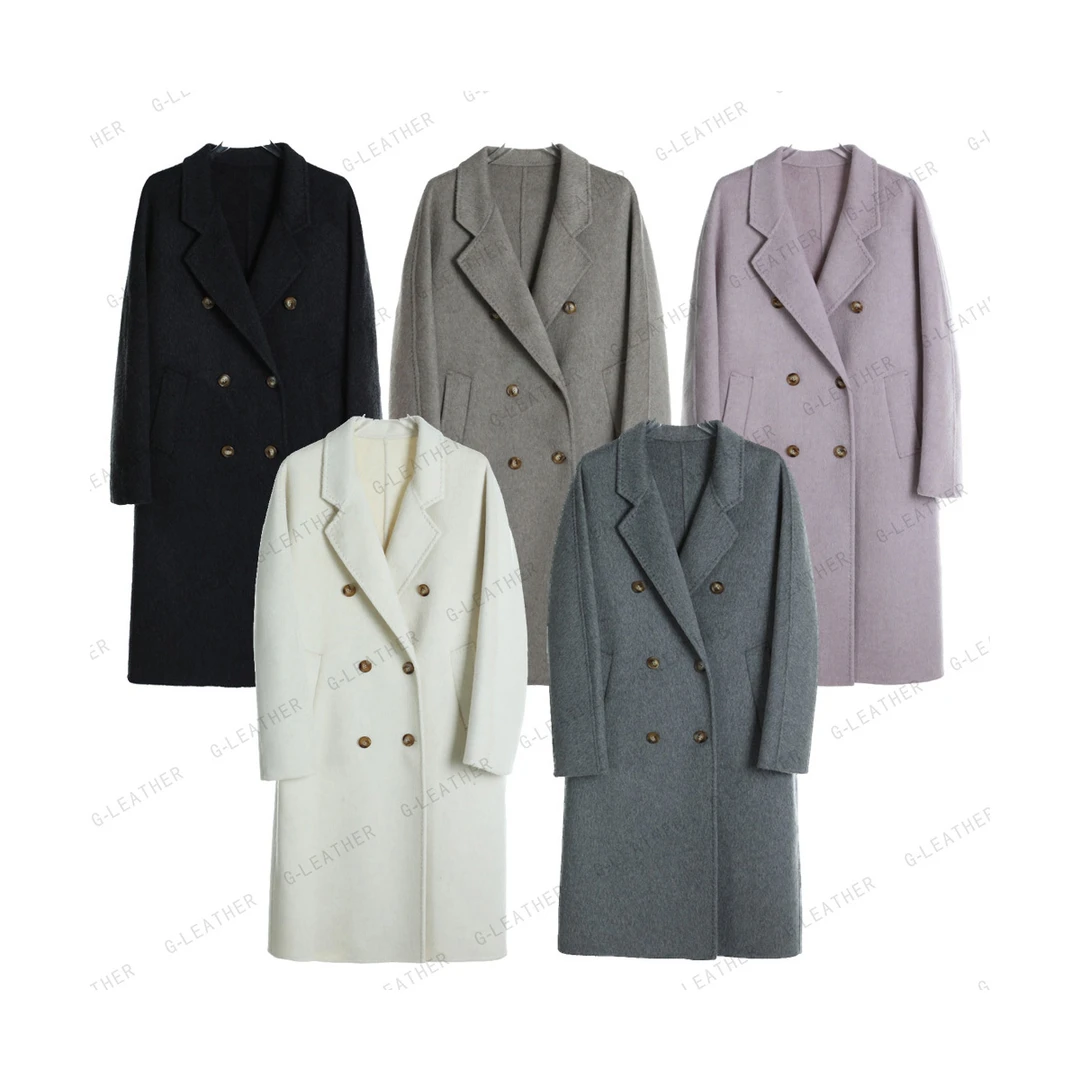 革美 大衣长款西装领毛呢外套MND81310
