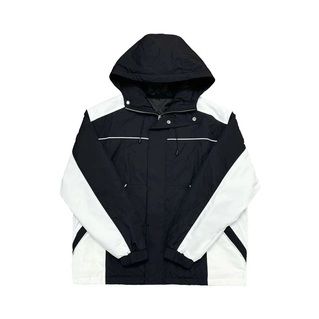 【恩在同款】黑白拼接款时尚潮流酷感复古冲锋衣中大童加棉外套