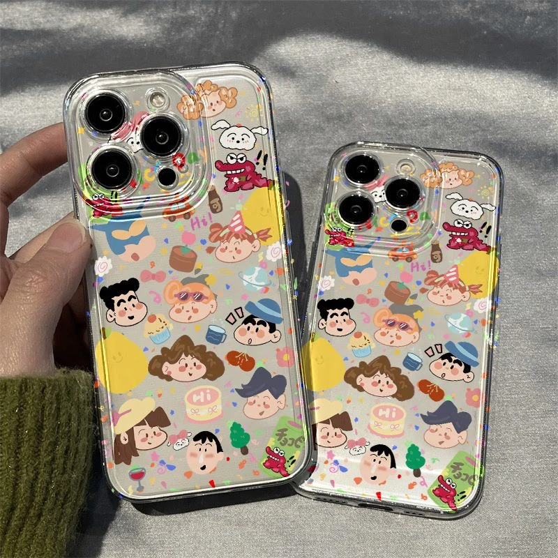 新款涂鸦小新苹果15手机壳iPhone14透明13promax全包11防摔12软78