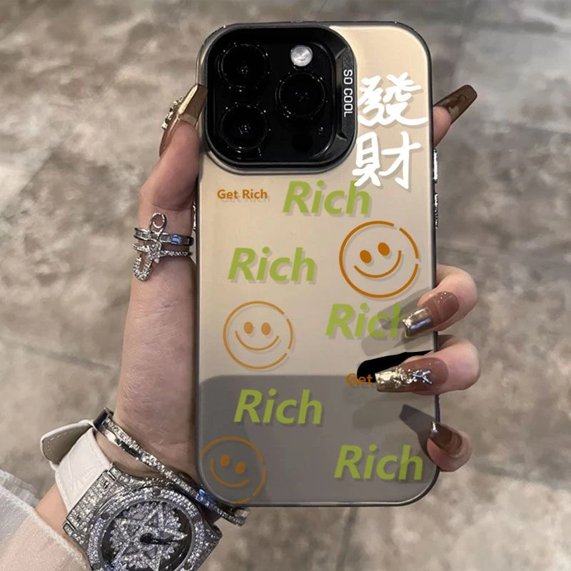 RICH发财笑脸苹果13手机壳iPhone15个性14plus防摔12promax大孔11