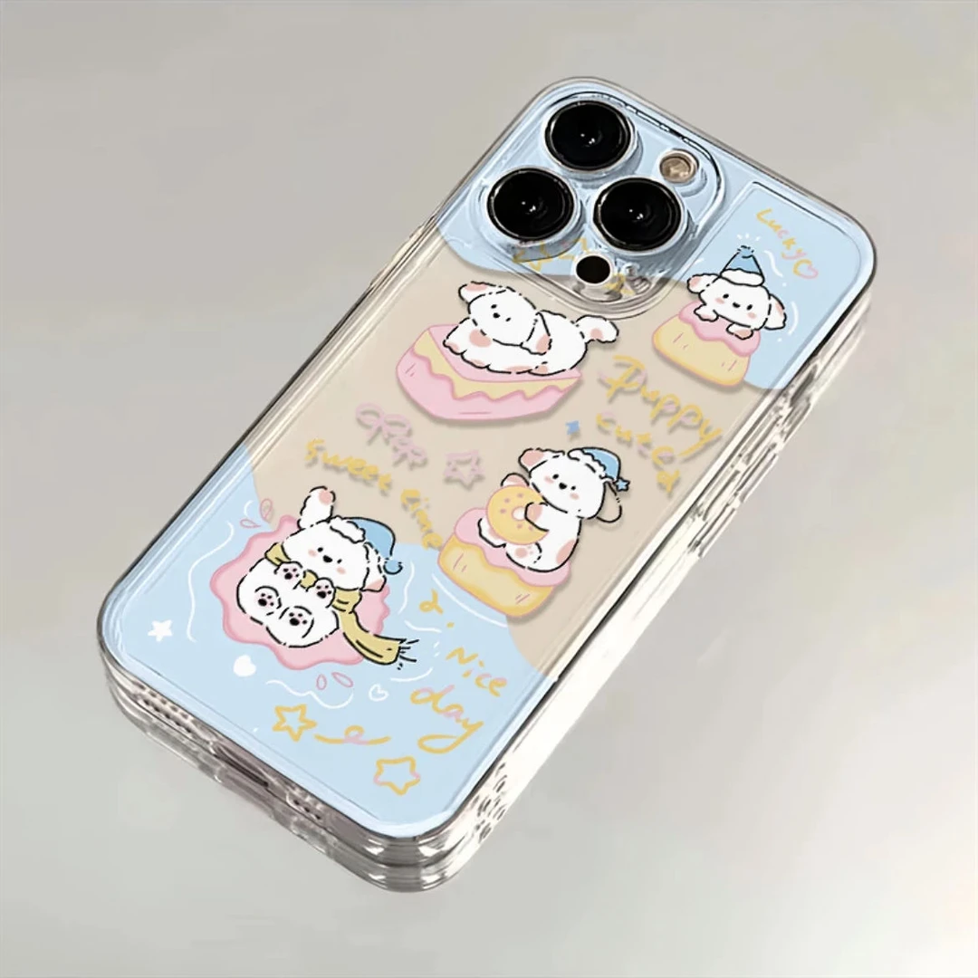 新款趣味小狗苹果15手机壳iPhone14透明13promax全包11防摔12软78