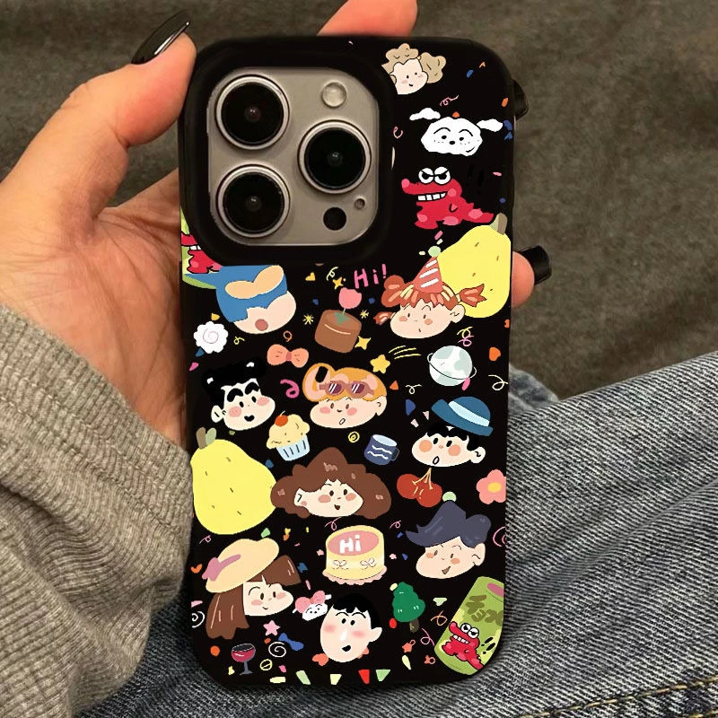 涂鸦小新家族苹果15手机壳iPhone13promax酒红14plus防摔12软壳11