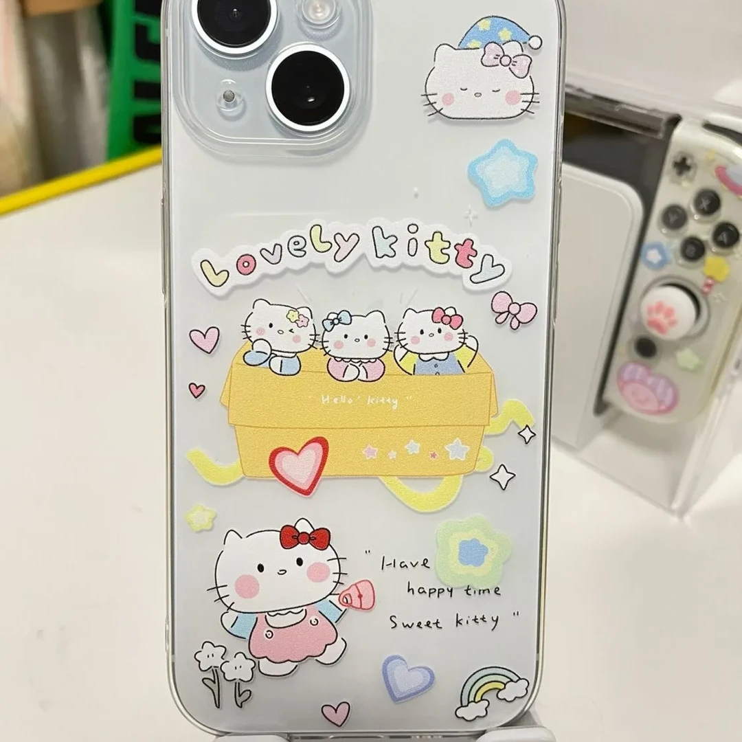 黄盒子KT猫苹果15手机壳iPhone14透明13promax全包11防摔12软壳78