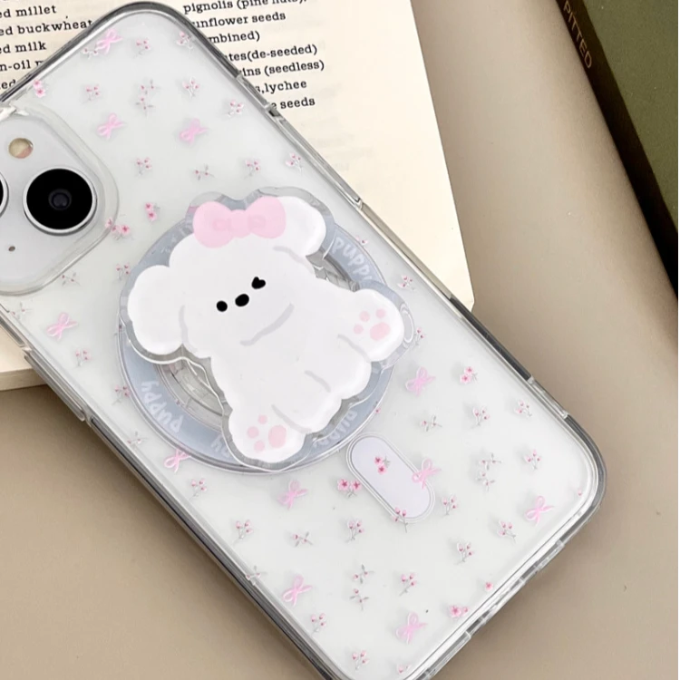 ins小碎花透明磁吸壳适用苹果16手机壳iPhone15个性13promax软14