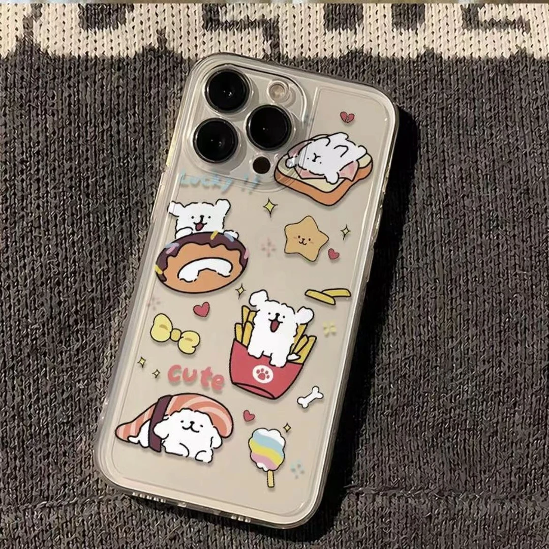 新款甜甜圈狗狗苹果15手机壳iPhone14透明13promax全包11防摔12软