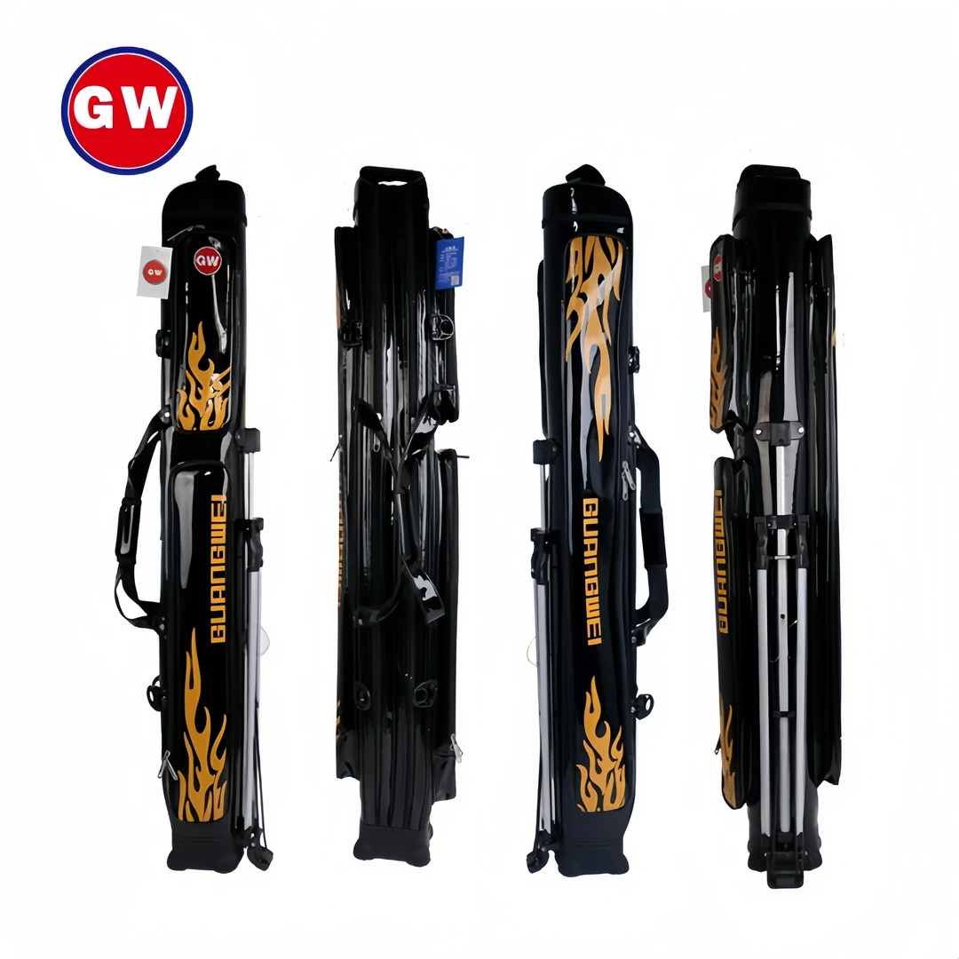 光威升级款PU火焰版双层竿包带支架防水耐磨垂钓杆包钓鱼渔具装备