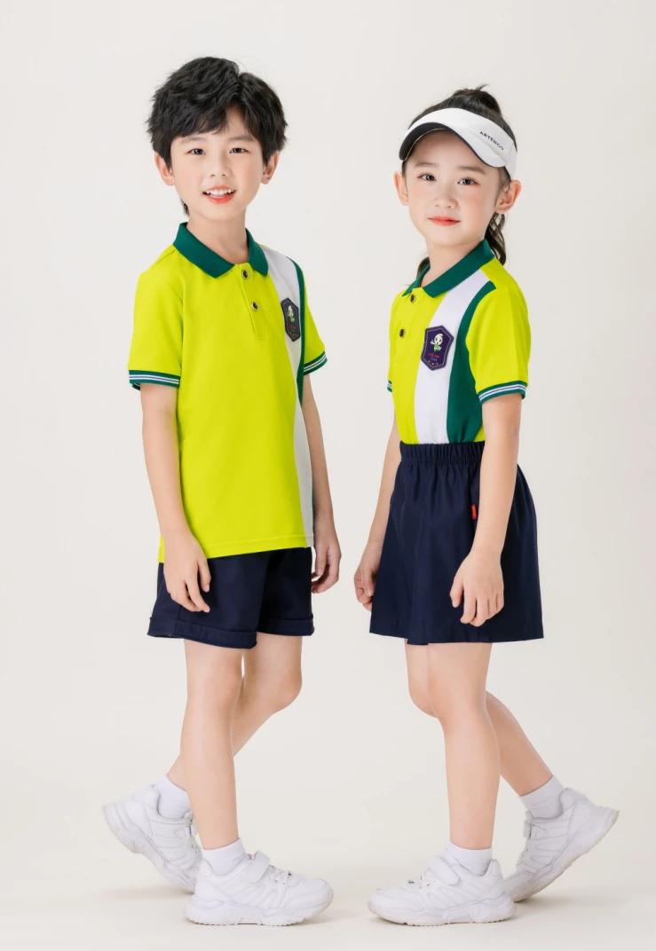 童装服装夏装夏季英伦运动装萤光绿男童女童套装儿童