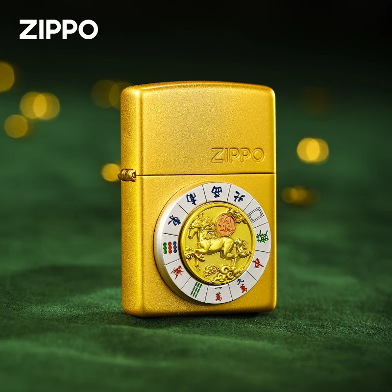 ZIPPO打火机正版镀金贴章马上胡防风原装男士经典送礼DY8902TZ