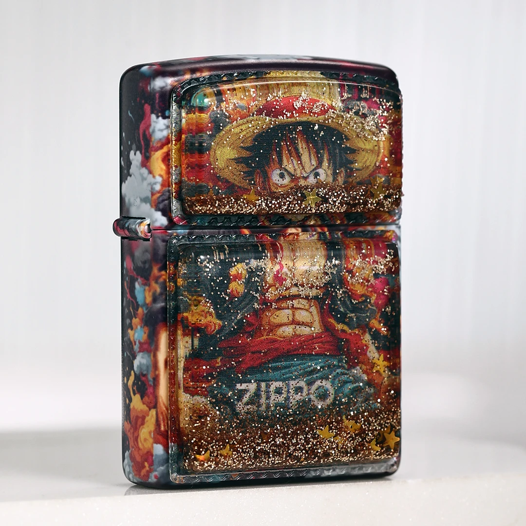 ZIPPO打火机金色流沙贴章彩印海贼王防风原装男士路飞送礼DYJ1X1