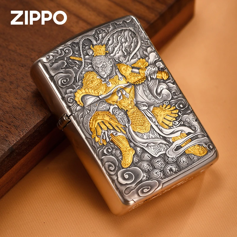 ZIPPO打火机DIY纯银盔甲錾金鬼王封侯拜相收藏送礼大象DY8918FD