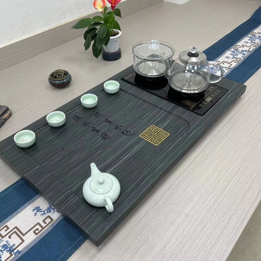 3天然皇庭玉石头茶盘茶台自动烧水壶一体整套茶具桌面专用茶盘几