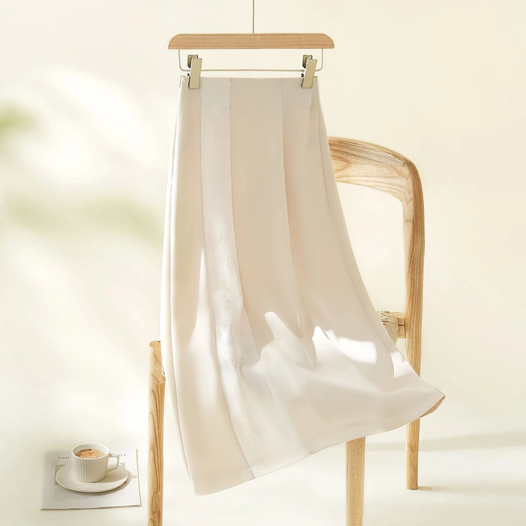 IHIMI/海谧【奥莱】新中式肌理提花拼接半身裙24秋款国风半身裙