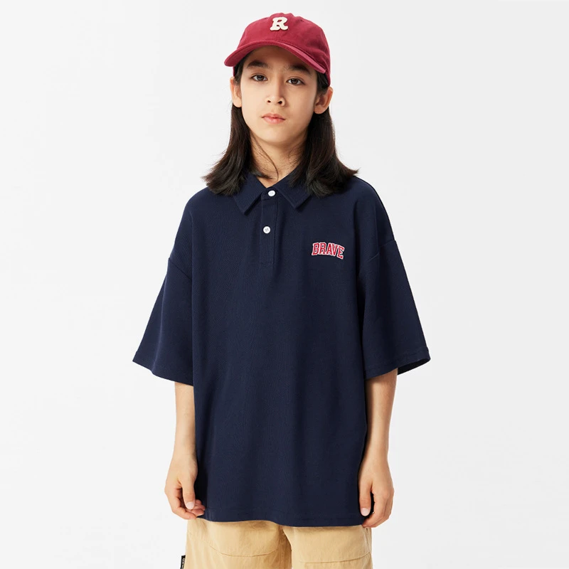 清！青少年冰氨速干女男童短袖T恤中大童儿童POLO衫上衣DK23S057