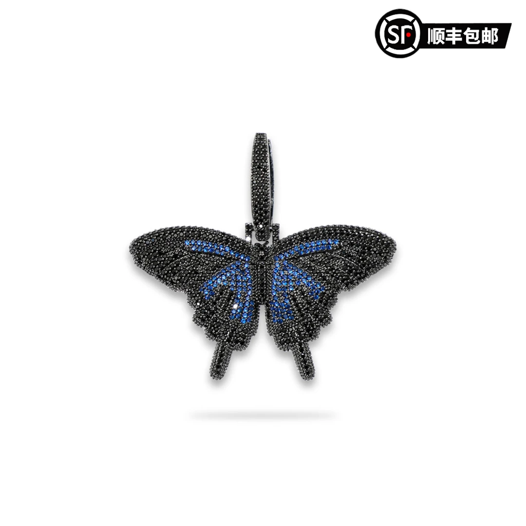 铜合金合成锆石吊坠 WIC蕴蓝紫韵多色蝴蝶男女轻奢吊坠简约小众百