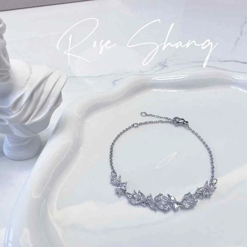 铜合金锆石手链 紫藤花锆石满钻手链小众简约气质轻奢时尚ins精致